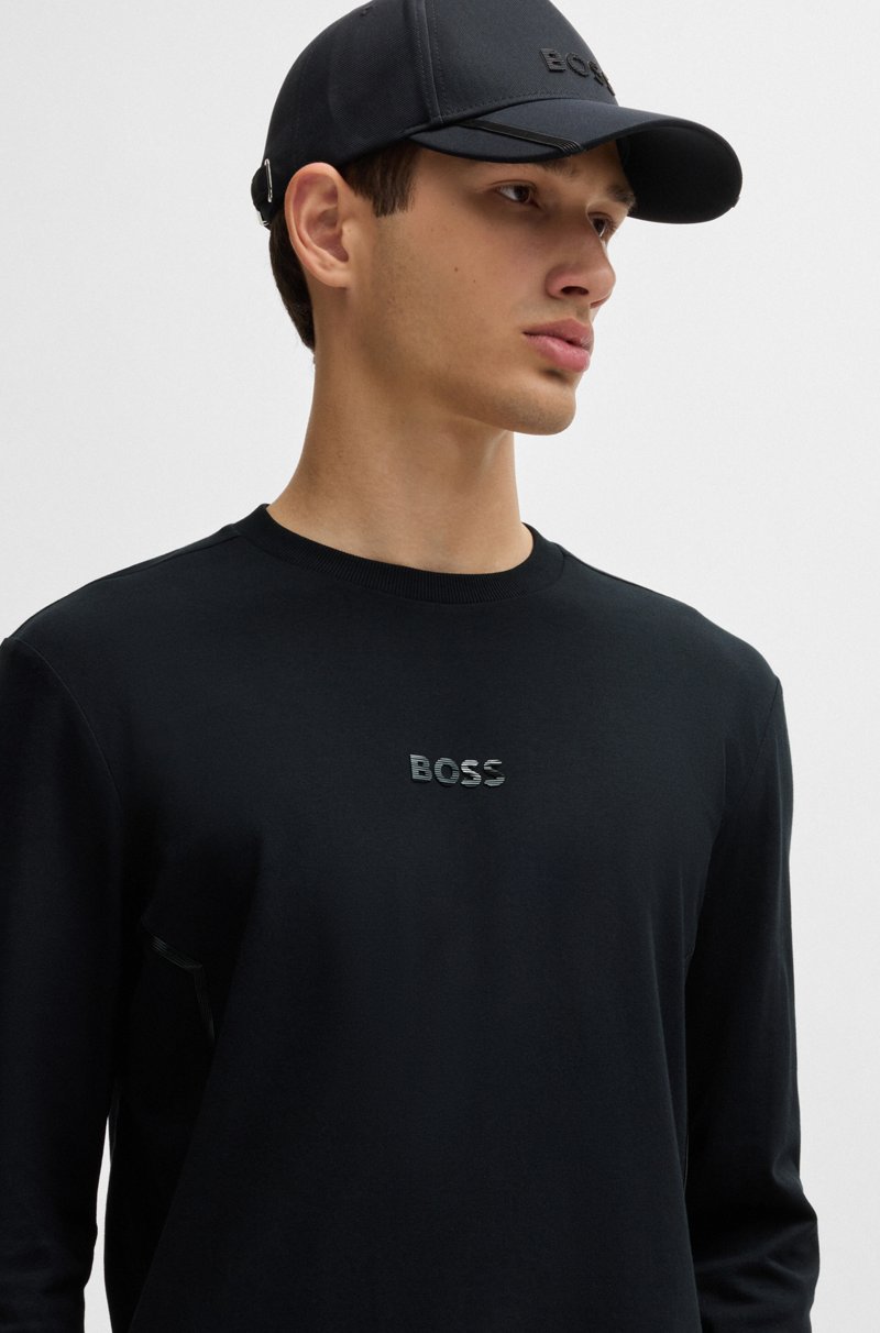 Hugo Boss Camiseta De Punto De Algodón Con Logo De Efecto Espejo