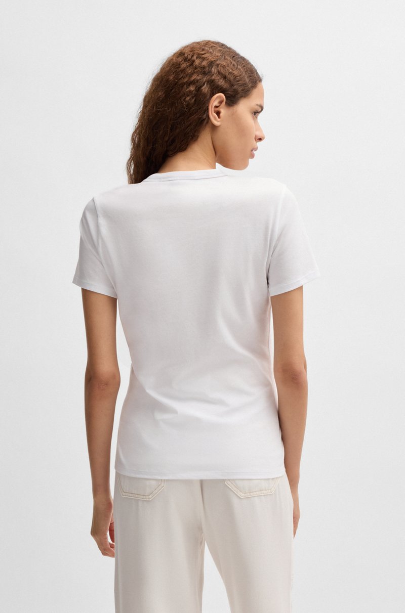 Hugo Boss Camiseta De Punto De Algodón Con Logo De Temporada