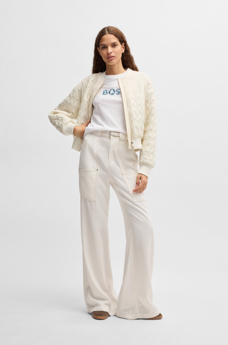 Hugo Boss Camiseta De Punto De Algodón Con Logo De Temporada