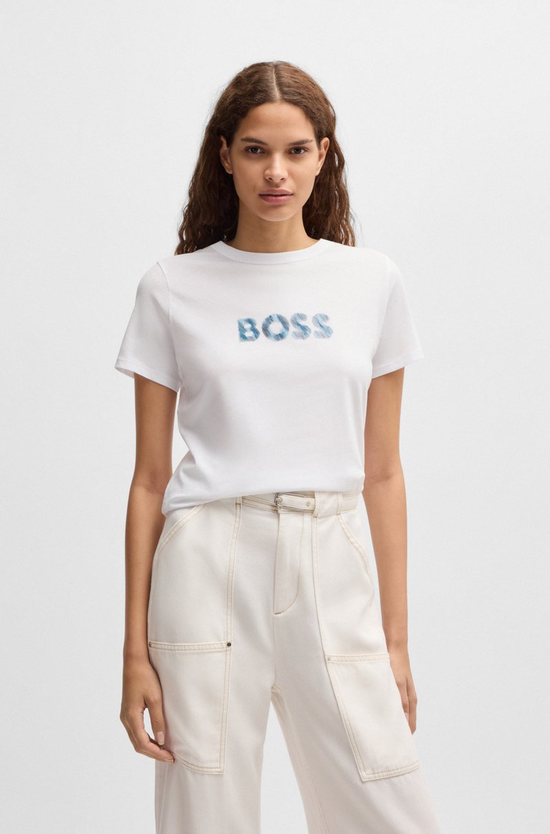 Hugo Boss Camiseta de punto de algodón con logo de temporada