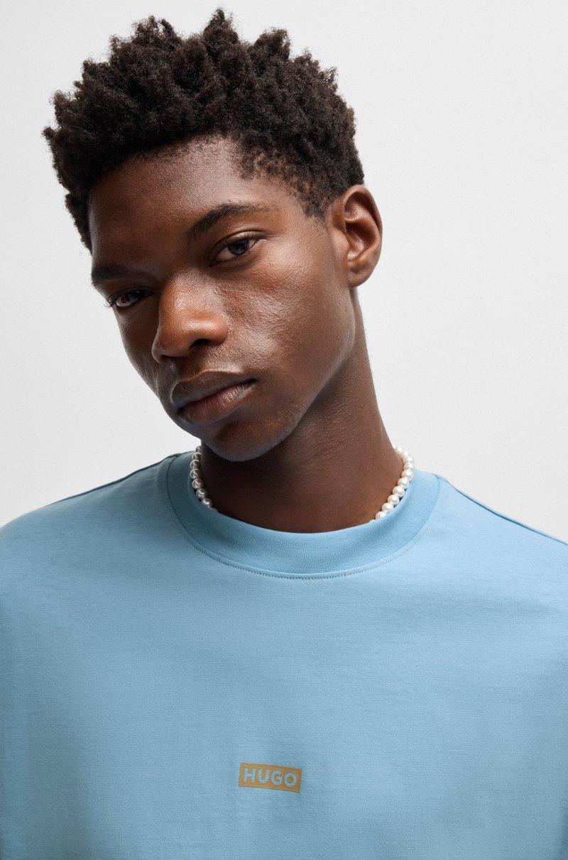 Hugo Boss Camiseta De Punto De Algodón Con Logo Del Tema De La Nueva Temporada