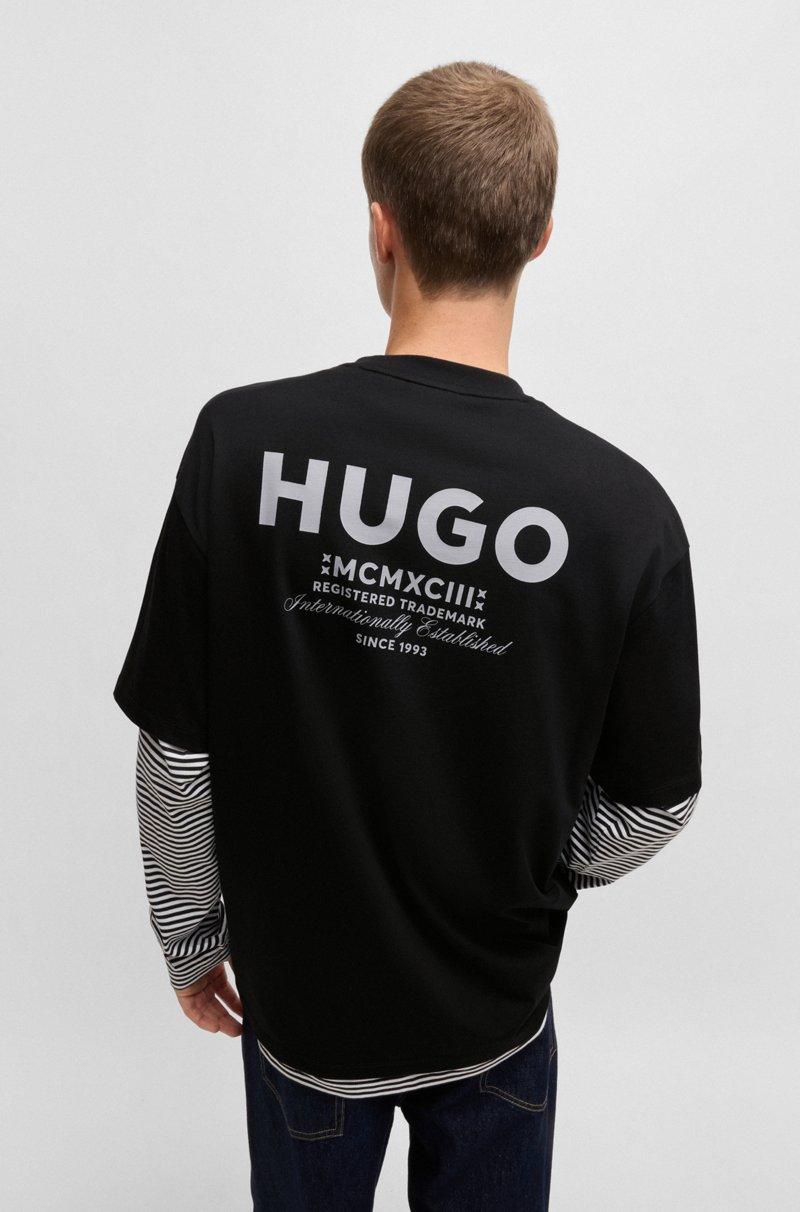 Hugo Boss Camiseta De Punto De Algodón Con Logo Del Tema De La Nueva Temporada