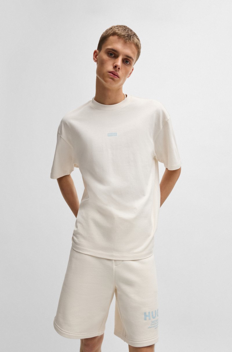 Hugo Boss Camiseta De Punto De Algodón Con Logo Del Tema De La Nueva Temporada