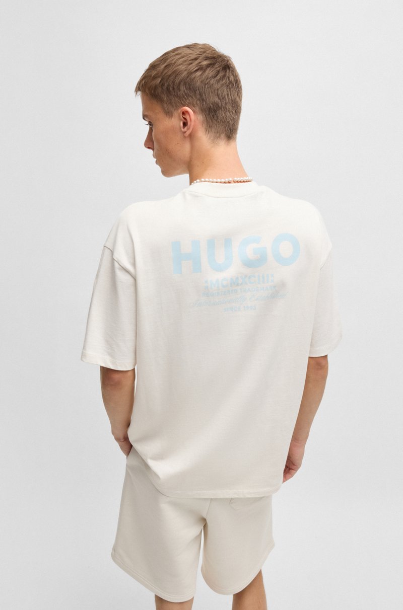 Hugo Boss Camiseta de punto de algodón con logo del tema de la nueva temporada