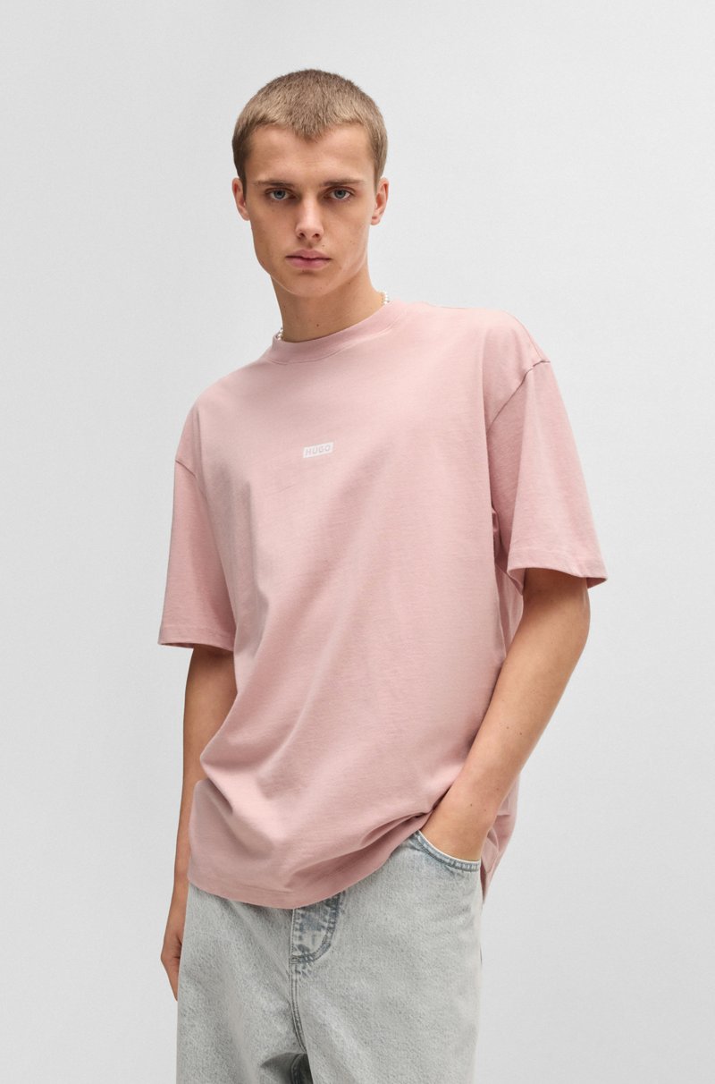 Hugo Boss Camiseta De Punto De Algodón Con Logo Del Tema De La Nueva Temporada