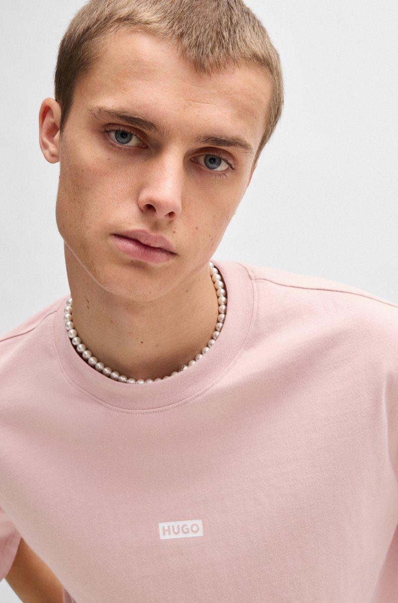Hugo Boss Camiseta De Punto De Algodón Con Logo Del Tema De La Nueva Temporada