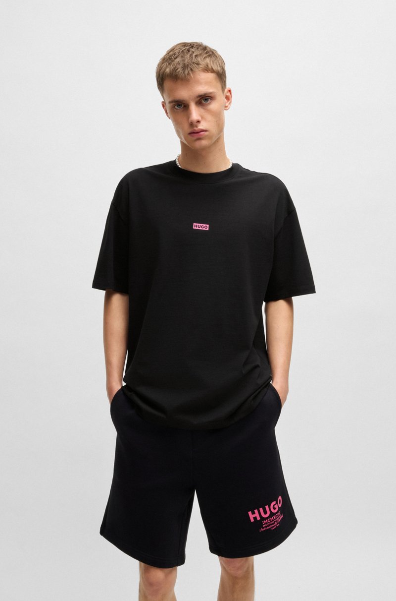 Hugo Boss Camiseta De Punto De Algodón Con Logo Del Tema De La Nueva Temporada
