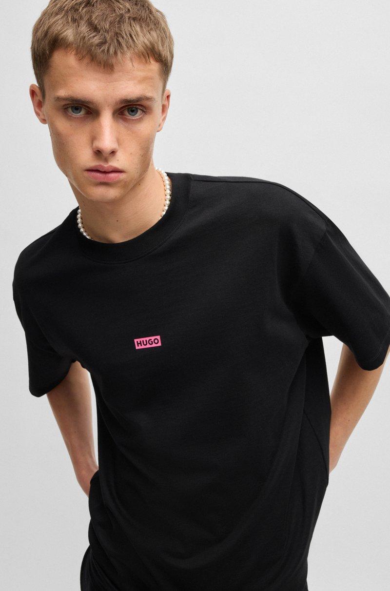 Hugo Boss Camiseta De Punto De Algodón Con Logo Del Tema De La Nueva Temporada