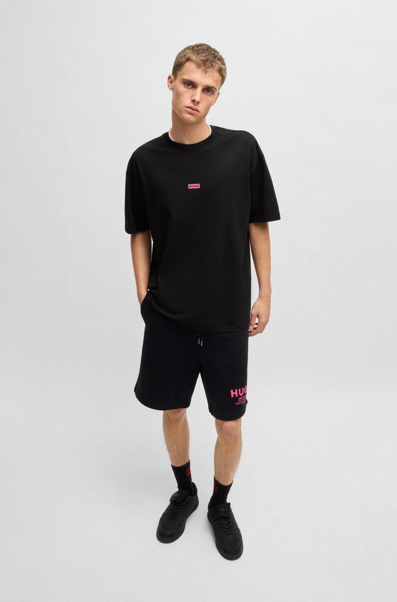 Hugo Boss Camiseta De Punto De Algodón Con Logo Del Tema De La Nueva Temporada
