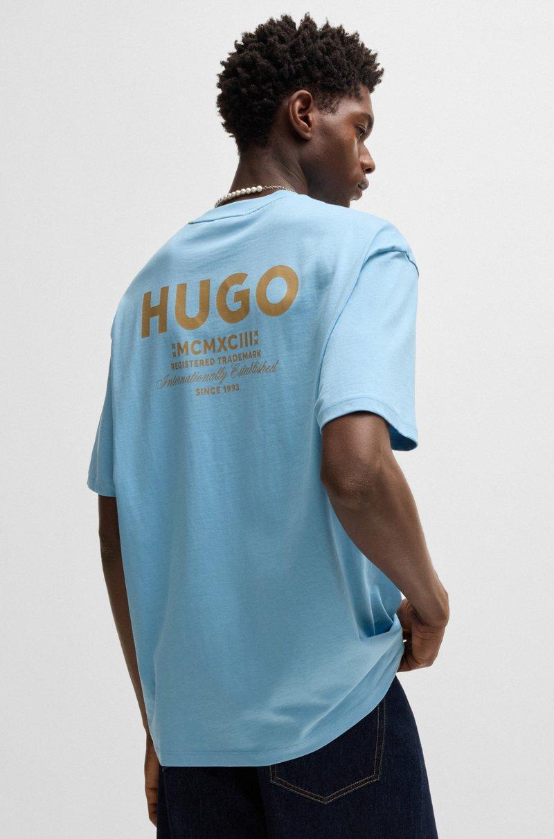 Hugo Boss Camiseta de punto de algodón con logo del tema de la nueva temporada