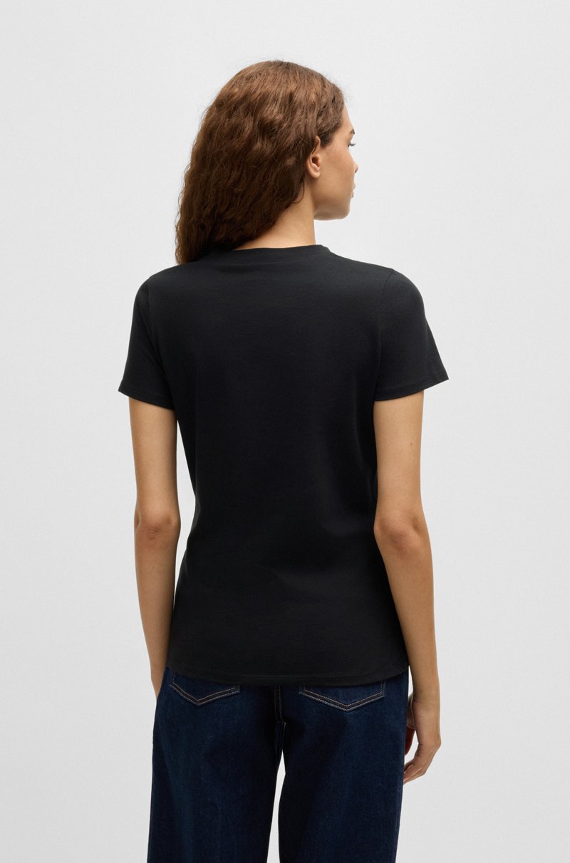 Hugo Boss Camiseta De Punto De Algodón Con Logo En Contraste