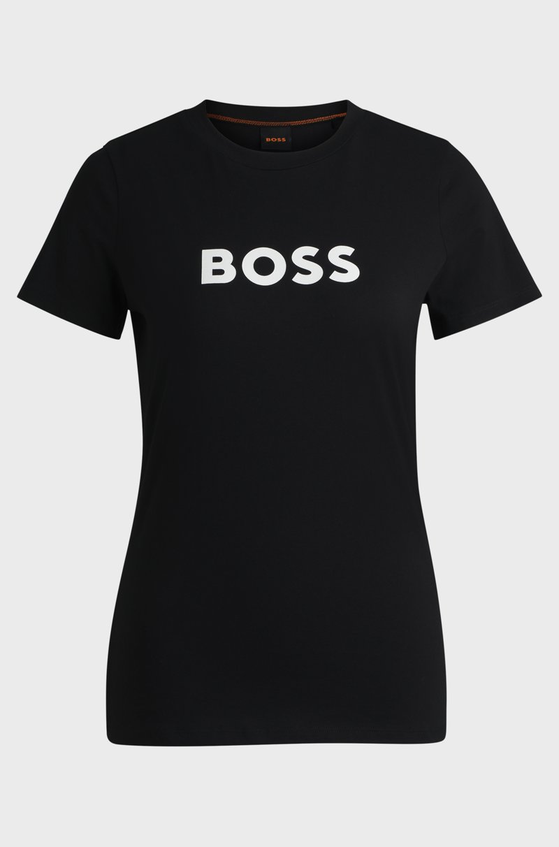 Hugo Boss Camiseta De Punto De Algodón Con Logo En Contraste