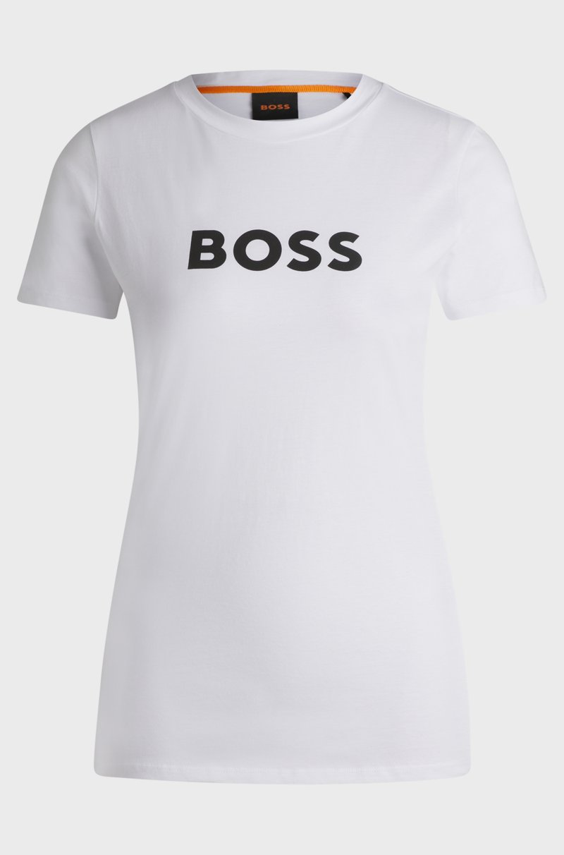 Hugo Boss Camiseta De Punto De Algodón Con Logo En Contraste