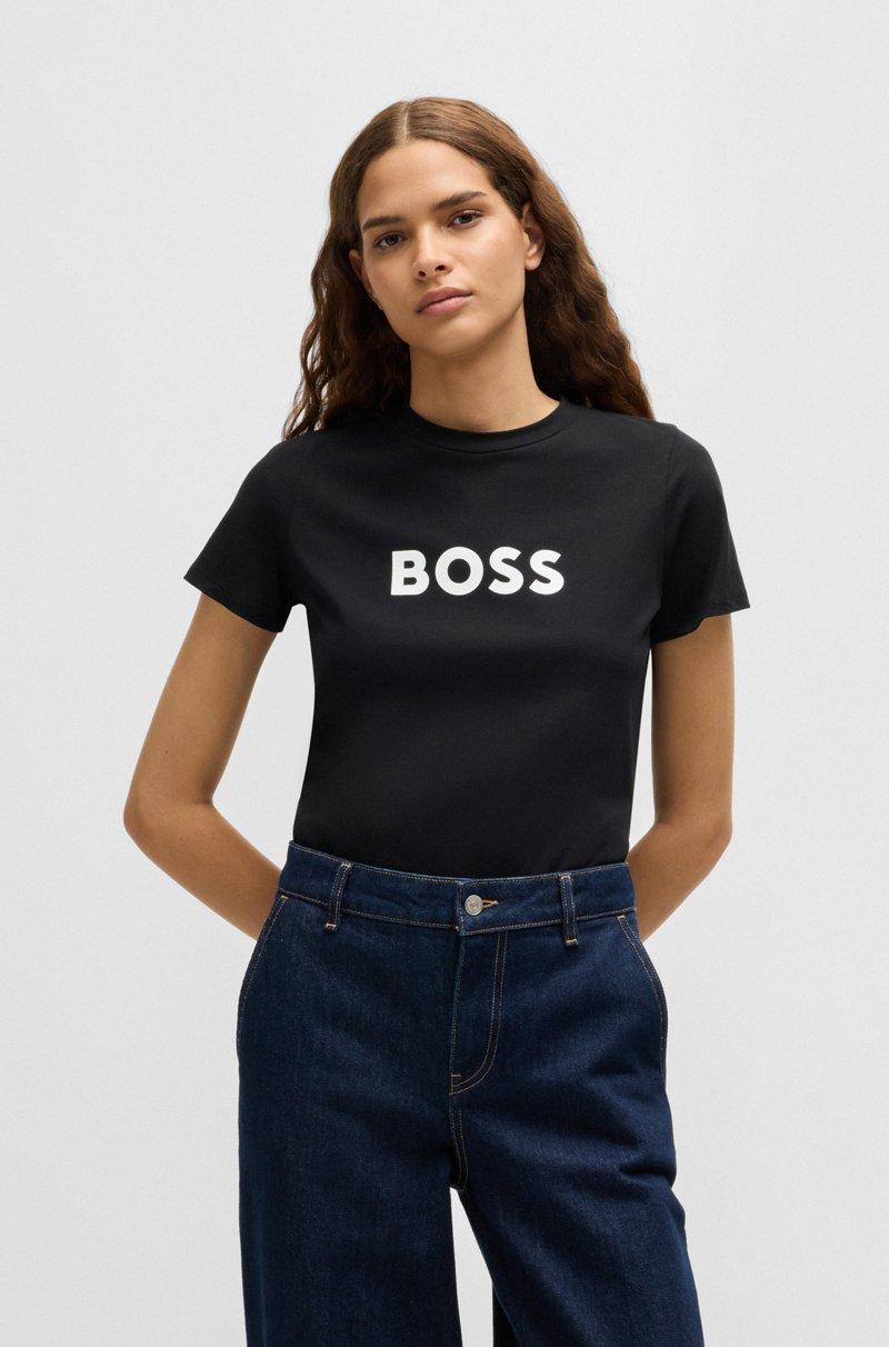 Hugo Boss Camiseta de punto de algodón con logo en contraste