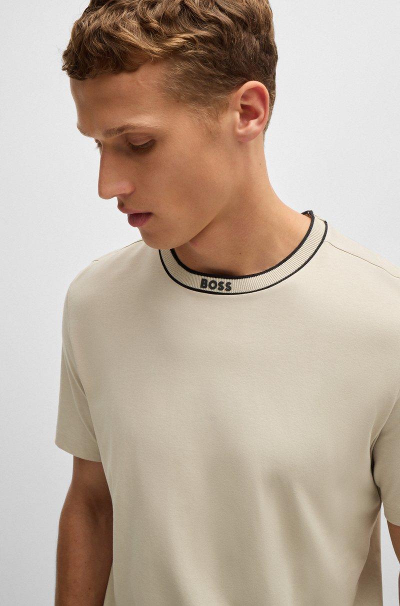 Hugo Boss Camiseta De Punto De Algodón Con Logo En El Cuello