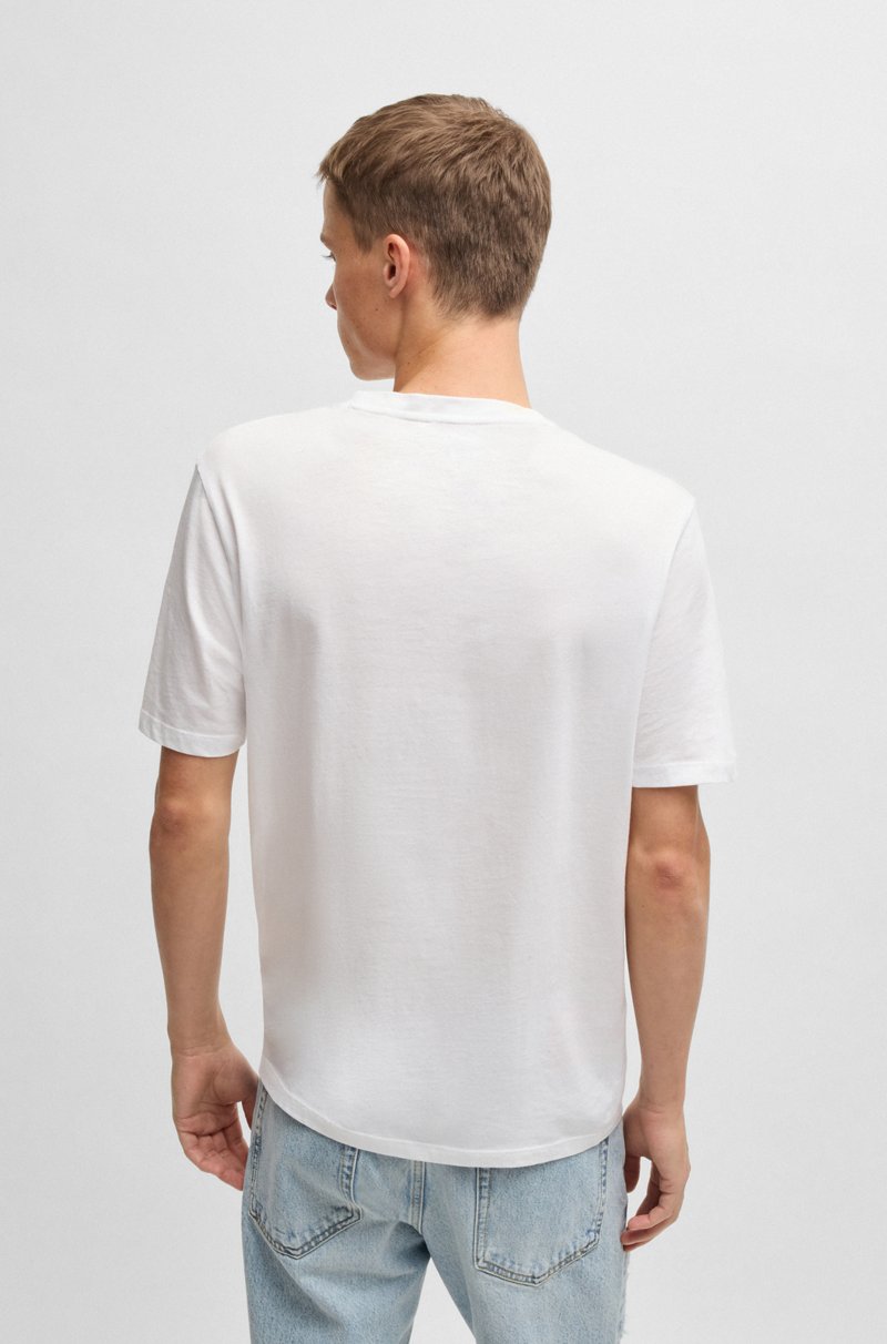 Hugo Boss Camiseta De Punto De Algodón Con Logo Estampado