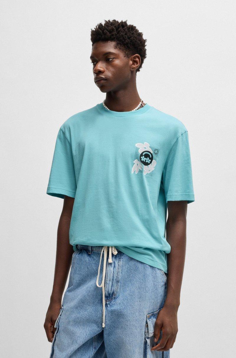 Hugo Boss Camiseta De Punto De Algodón Con Logo Estampado