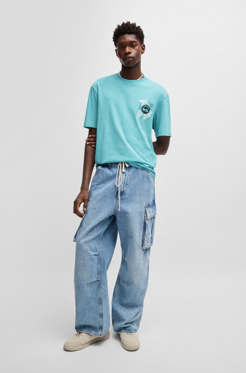 Hugo Boss Camiseta De Punto De Algodón Con Logo Estampado