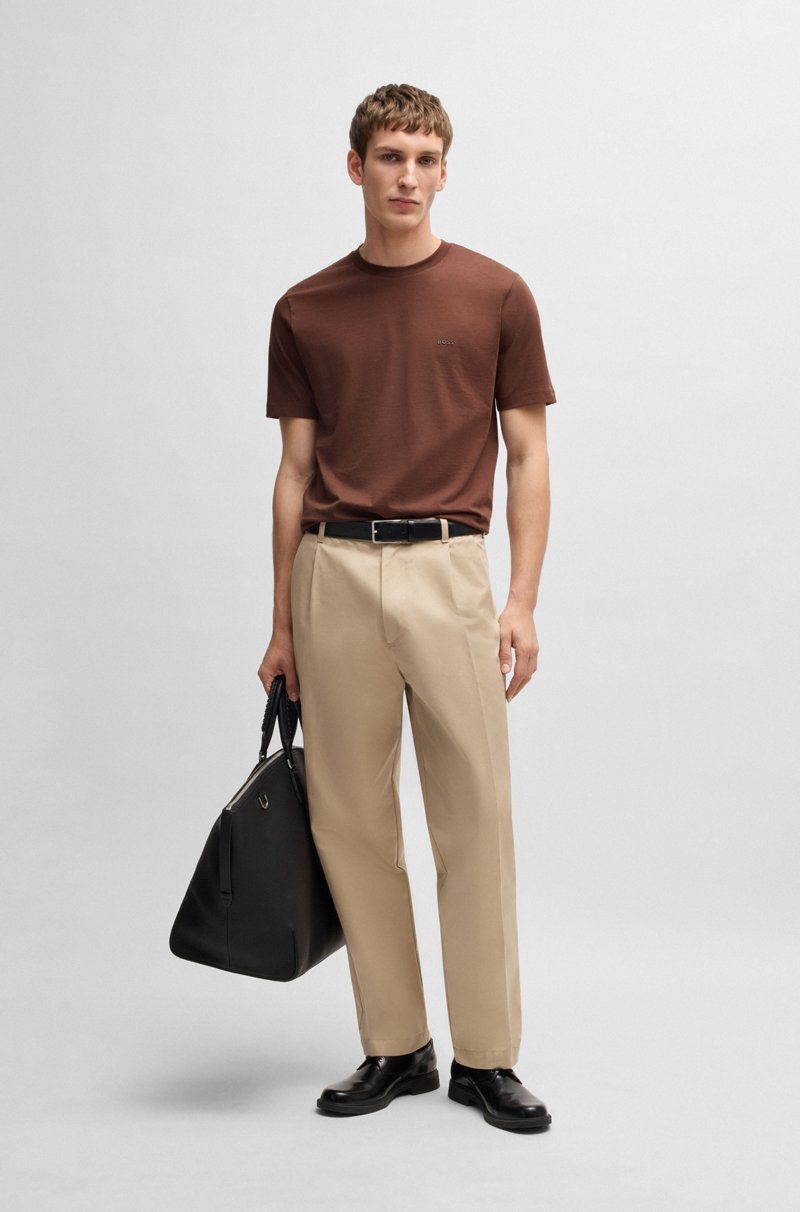 Hugo Boss Camiseta De Punto De Algodón Con Logo Estampado De Goma