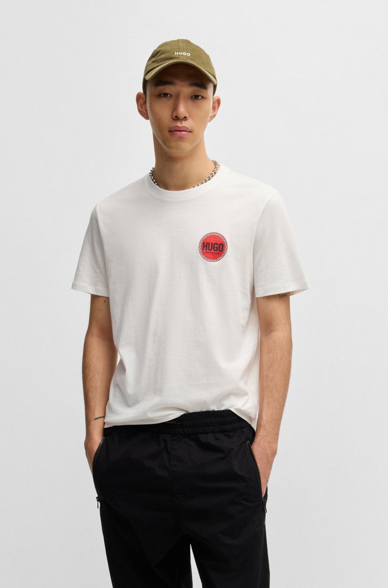 Hugo Boss Camiseta de punto de algodón con logo estampado de carreras