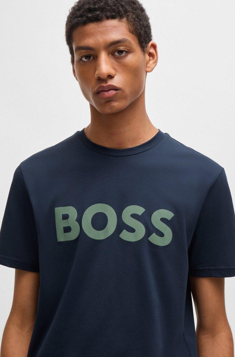 Hugo Boss Camiseta De Punto De Algodón Con Logo Estampado De Goma