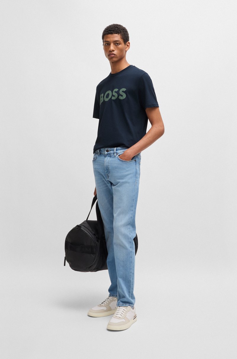 Hugo Boss Camiseta De Punto De Algodón Con Logo Estampado De Goma