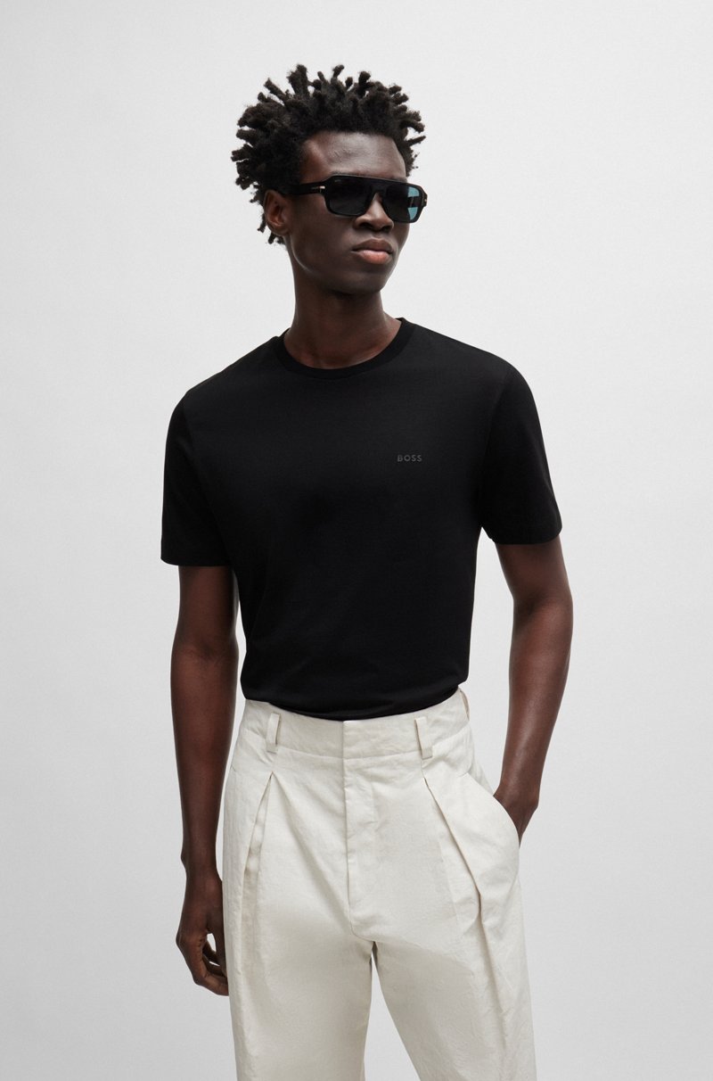 Hugo Boss Camiseta de punto de algodón con logo estampado de goma