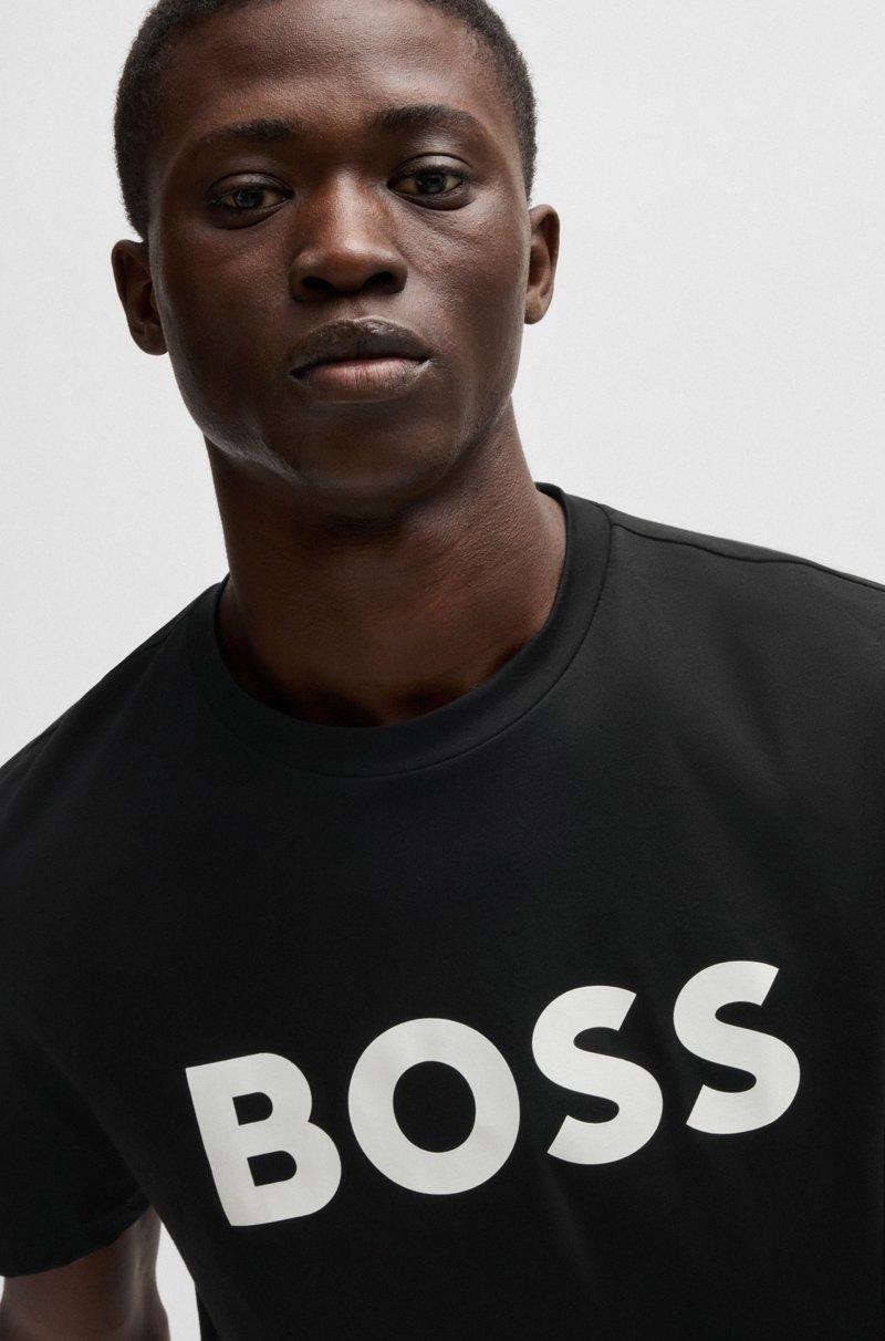 Hugo Boss Camiseta De Punto De Algodón Con Logo Estampado De Goma