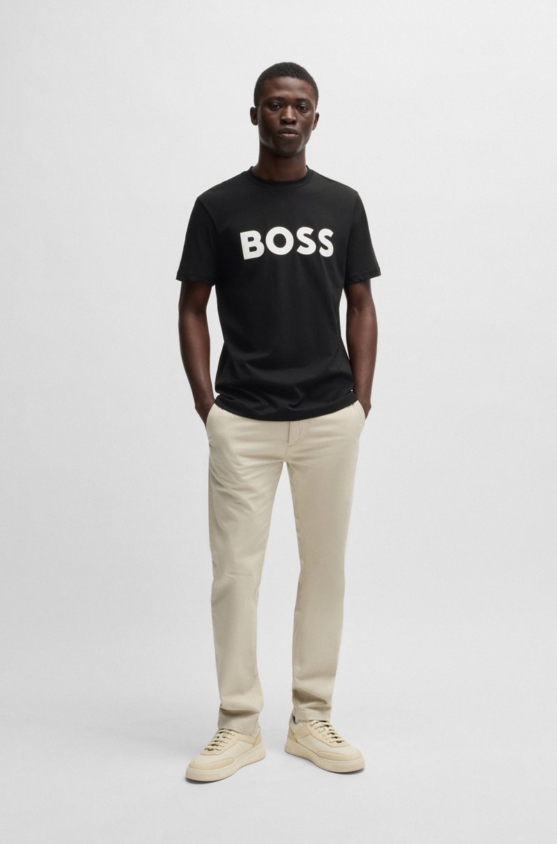 Hugo Boss Camiseta De Punto De Algodón Con Logo Estampado De Goma