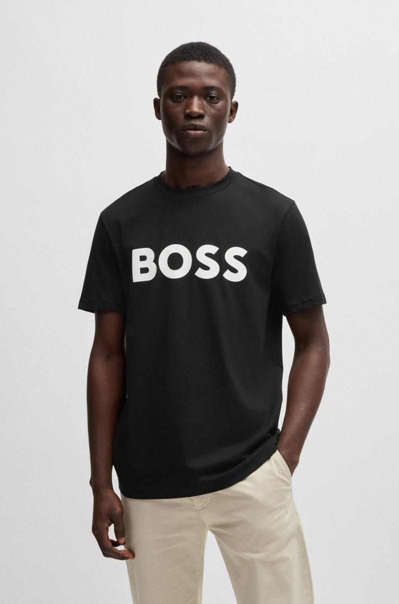 Hugo Boss Camiseta de punto de algodón con logo estampado de goma