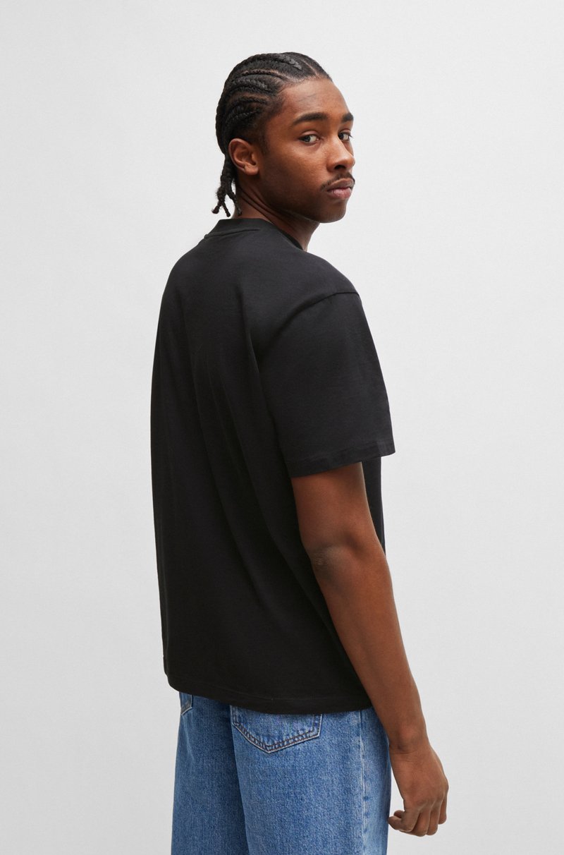 Hugo Boss Camiseta De Punto De Algodón Con Logo Estampado En Azul