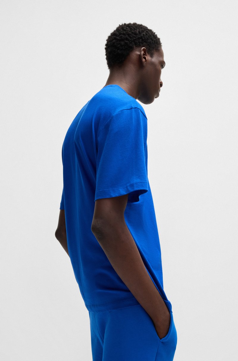 Hugo Boss Camiseta De Punto De Algodón Con Logo Estampado En Azul