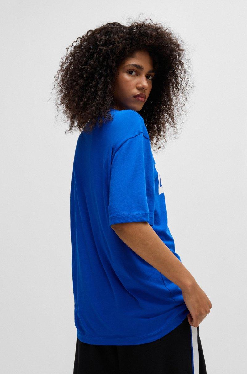 Hugo Boss Camiseta De Punto De Algodón Con Logo Estampado En Azul