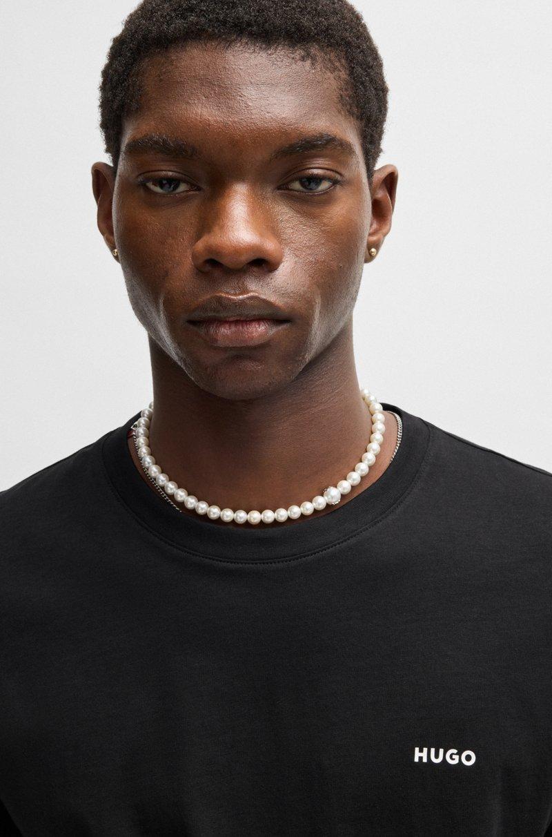 Hugo Boss Camiseta De Punto De Algodón Con Logo Estampado