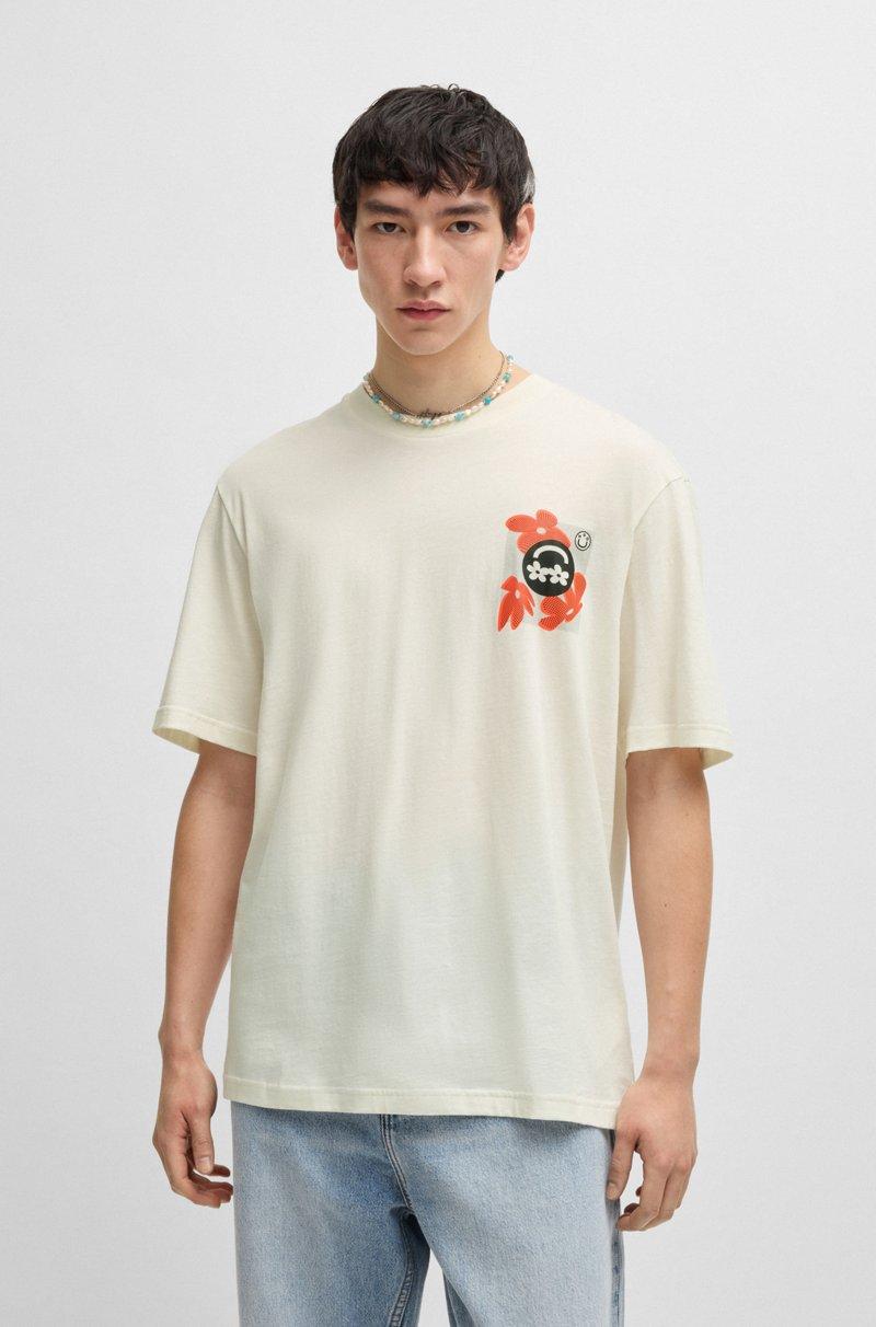 Hugo Boss Camiseta De Punto De Algodón Con Logo Estampado