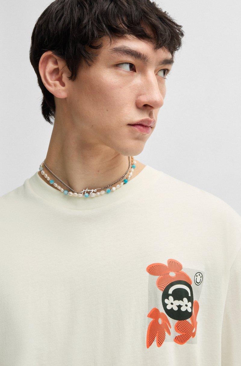 Hugo Boss Camiseta De Punto De Algodón Con Logo Estampado