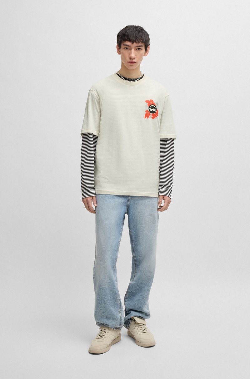 Hugo Boss Camiseta De Punto De Algodón Con Logo Estampado