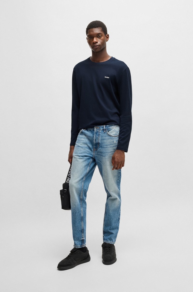 Hugo Boss Camiseta De Punto De Algodón Con Logo Estampado