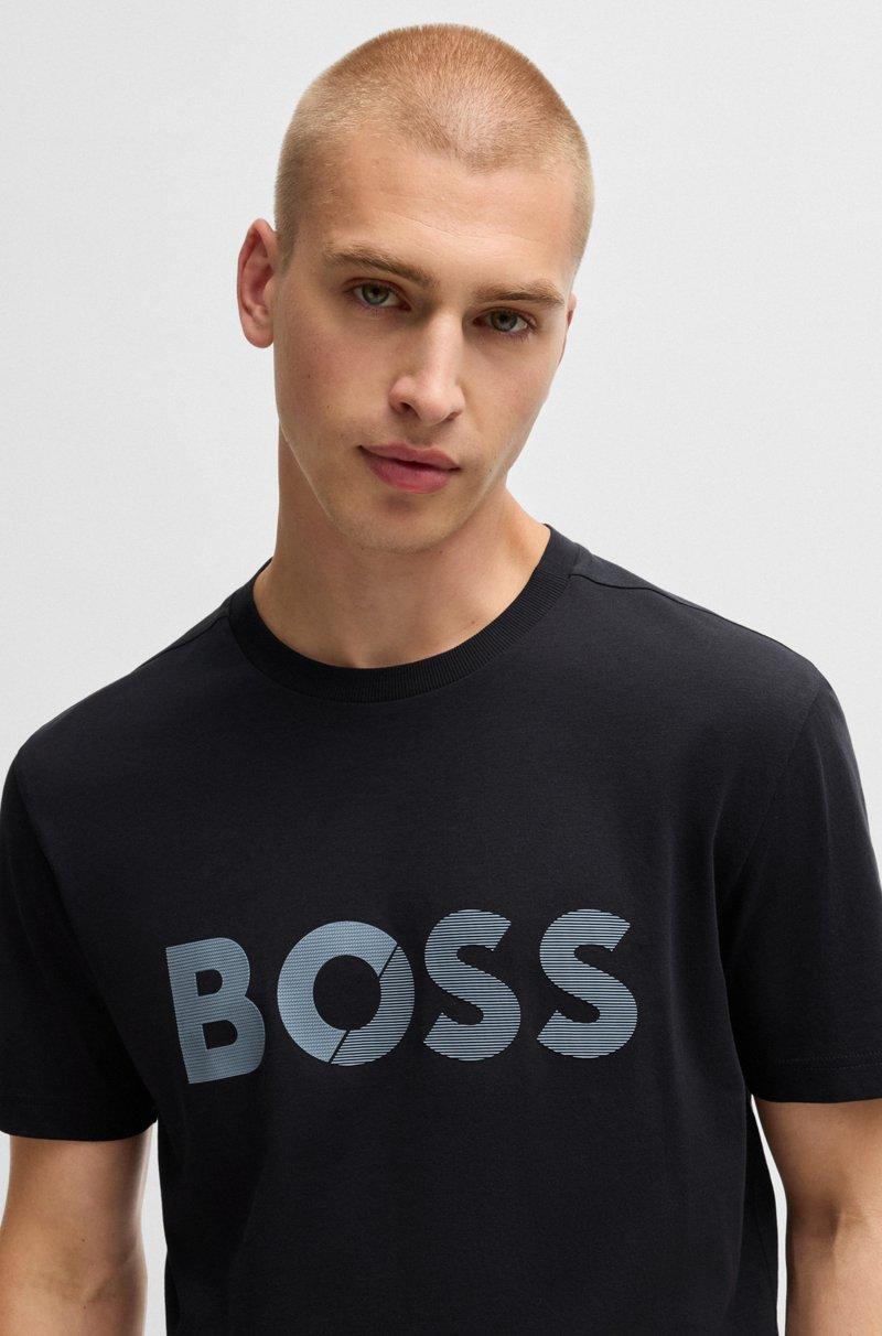 Hugo Boss Camiseta De Punto De Algodón Con Logo Grande