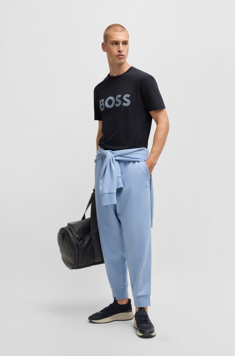 Hugo Boss Camiseta De Punto De Algodón Con Logo Grande