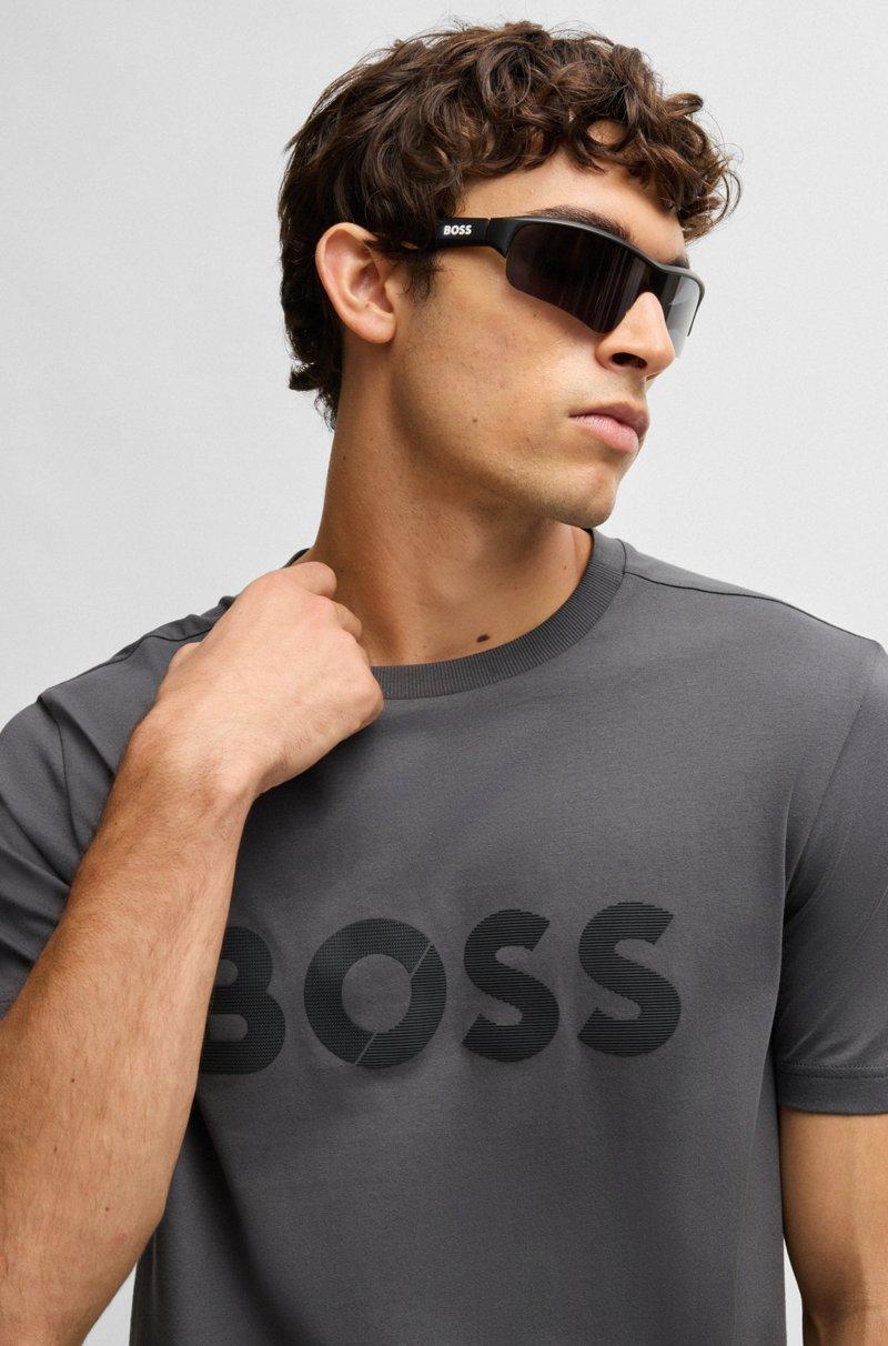 Hugo Boss Camiseta De Punto De Algodón Con Logo Grande