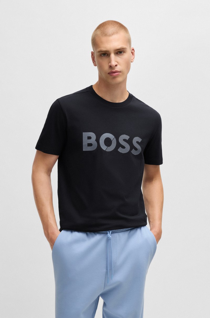 Hugo Boss Camiseta de punto de algodón con logo grande