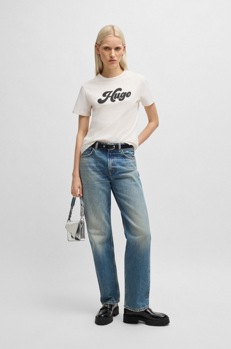 Hugo Boss Camiseta De Punto De Algodón Con Logo Retro