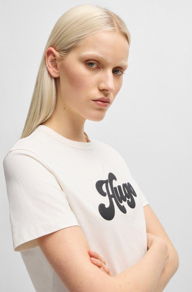 Hugo Boss Camiseta De Punto De Algodón Con Logo Retro