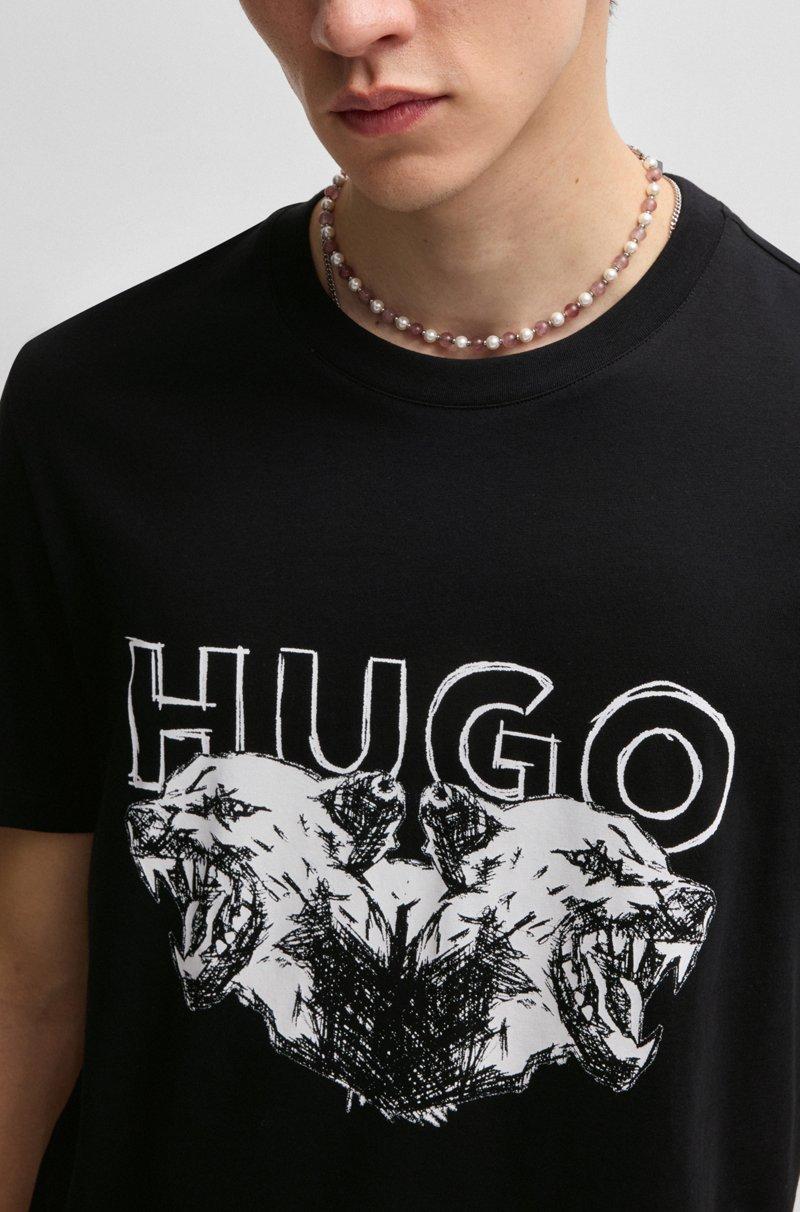 Hugo Boss Camiseta De Punto De Algodón Con Logo Y Gráfico De Animal