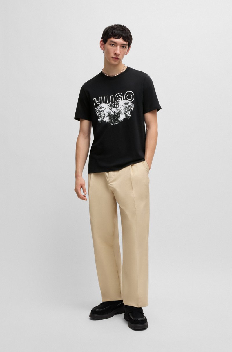 Hugo Boss Camiseta De Punto De Algodón Con Logo Y Gráfico De Animal