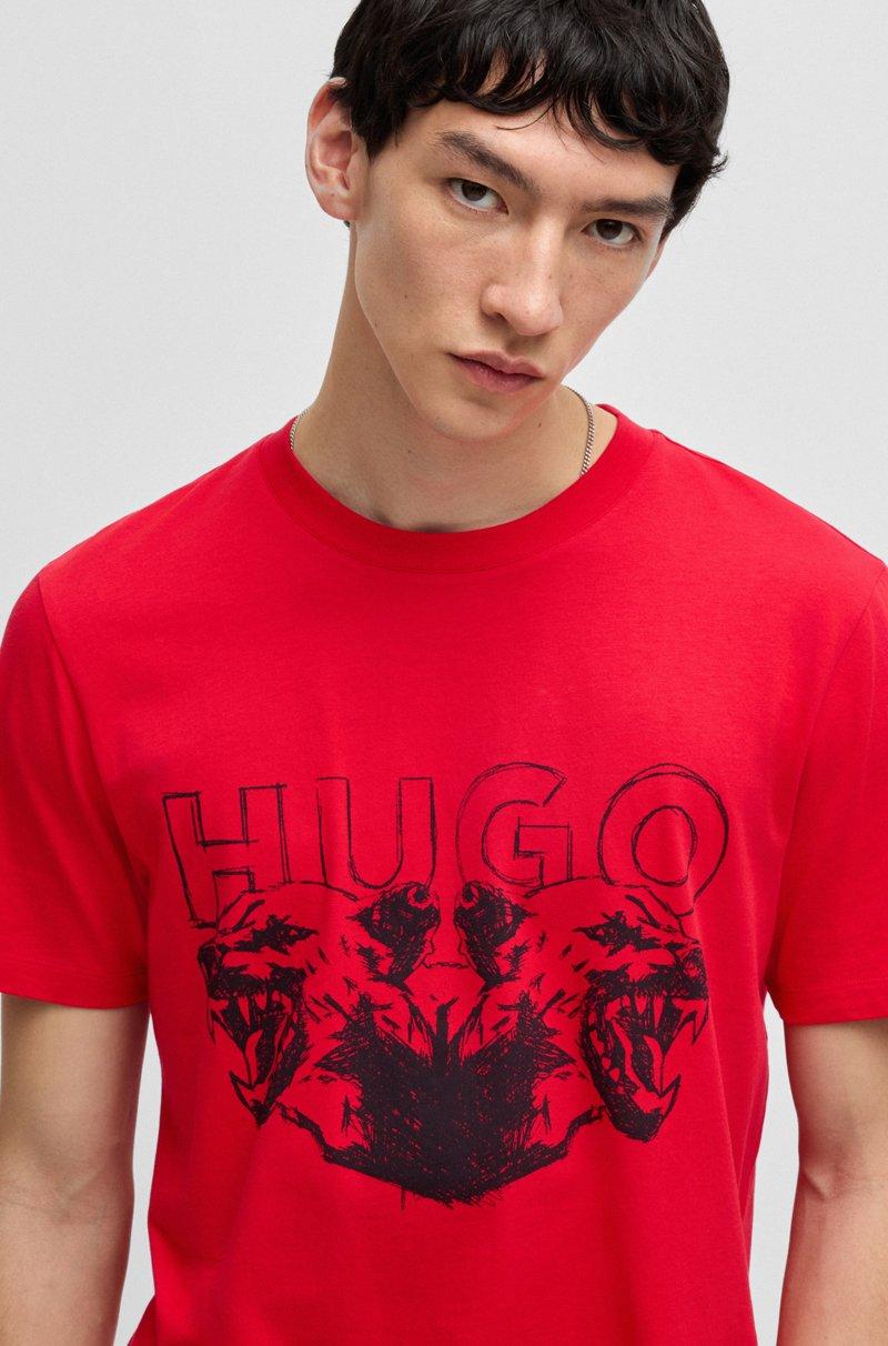 Hugo Boss Camiseta De Punto De Algodón Con Logo Y Gráfico De Animal