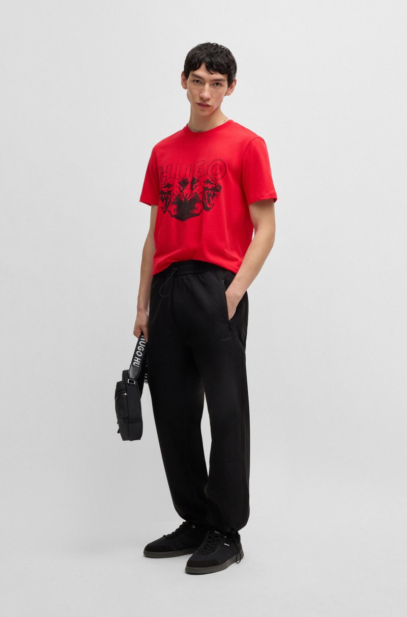 Hugo Boss Camiseta De Punto De Algodón Con Logo Y Gráfico De Animal