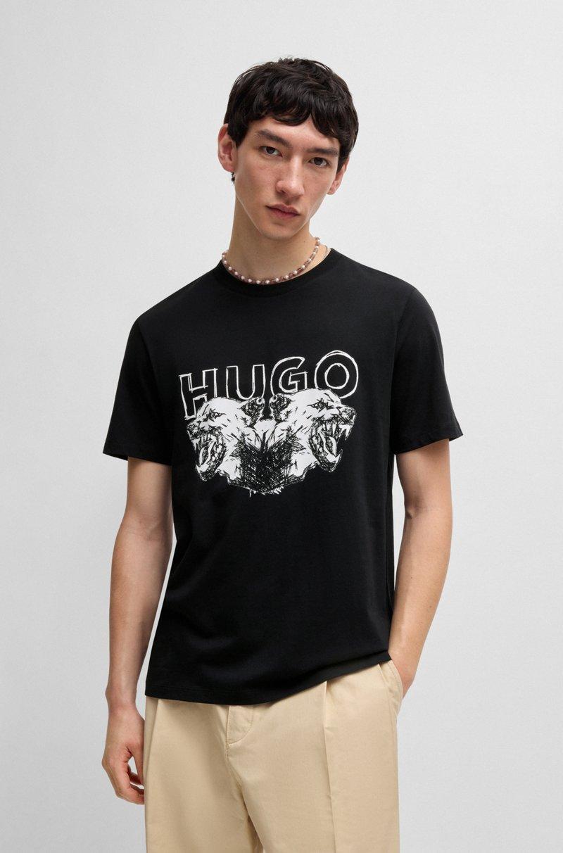 Hugo Boss Camiseta de punto de algodón con logo y gráfico de animal