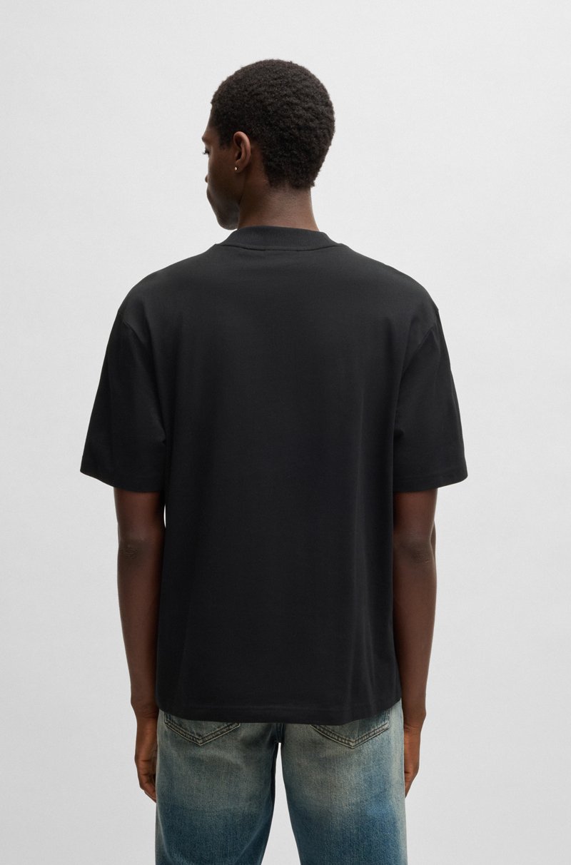 Hugo Boss Camiseta De Punto De Algodón Con Parche De Logo Azul